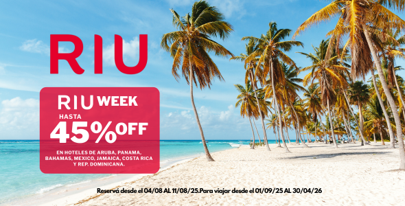 Hasta 45% off en reservas de hoteles RIU